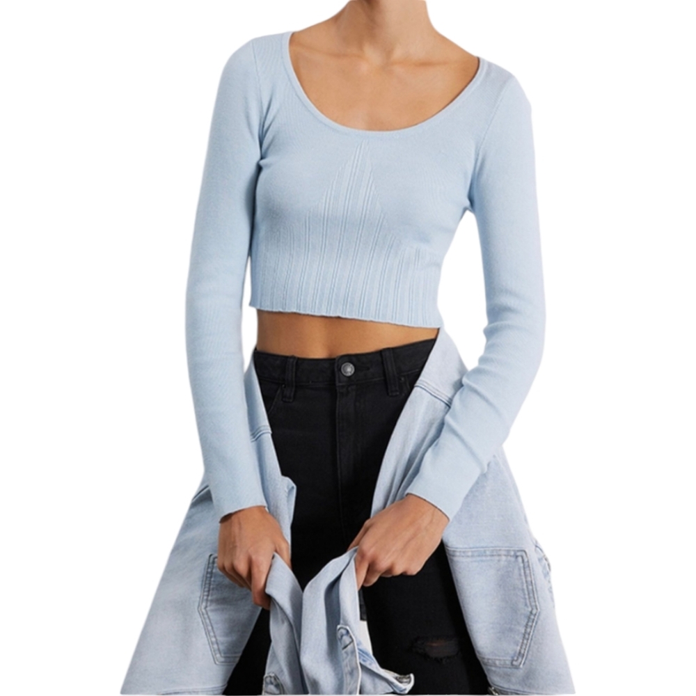 LA Hearts Cropped Sweater size xs womens baby blue